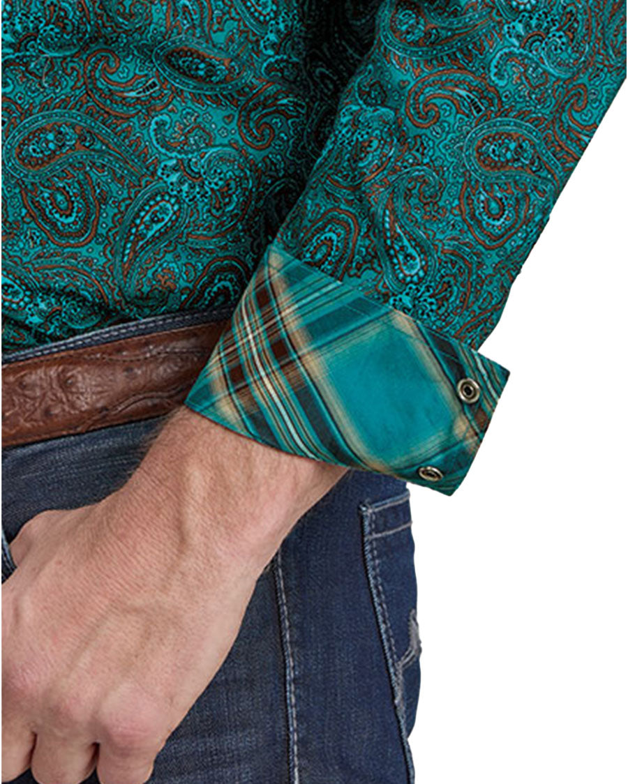 Men's Long Sleeve Allover Print Western Snap Shirt - 03-001-0225-1009 Gr
