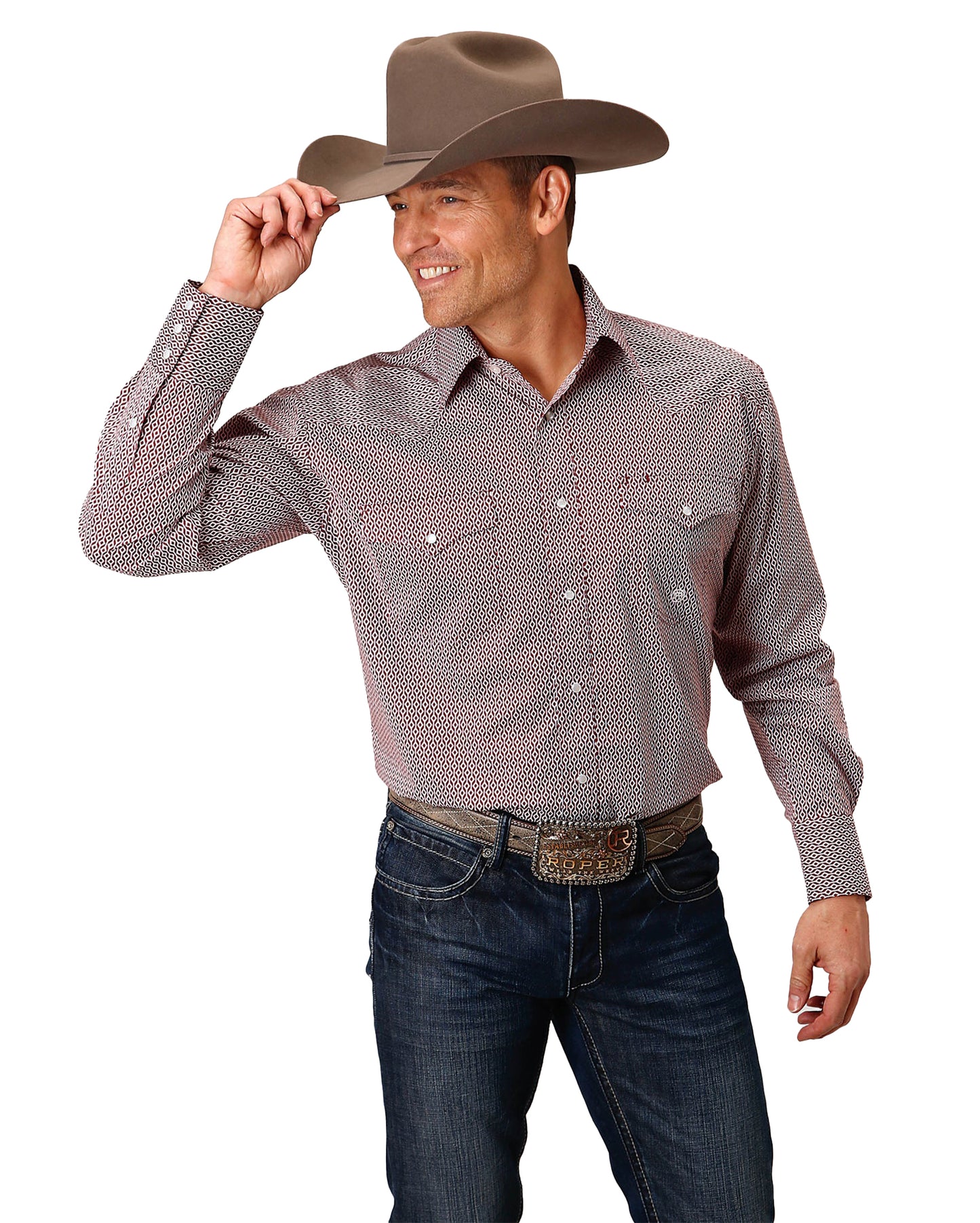 Men's Long Sleeve Climbing Diamond Western Shirt by Roper from Skip’s Western Outfitters | KAR-03-001-0225-4026-RE-S-RED