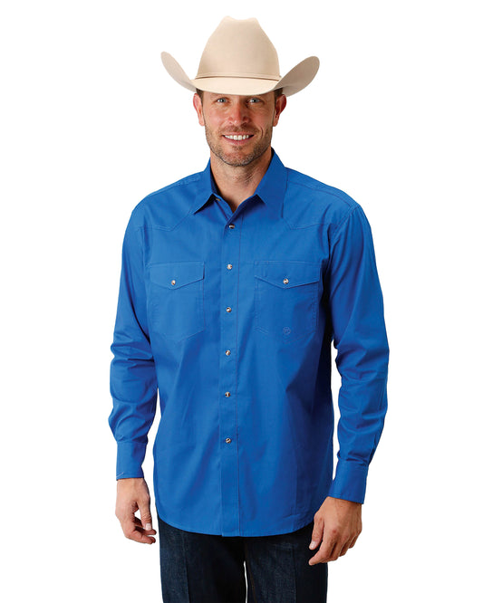 Men's Long Sleeve Western Shirt by Roper from Skip’s Western Outfitters | KAR-03-001-0265-1031-BU-S-REG