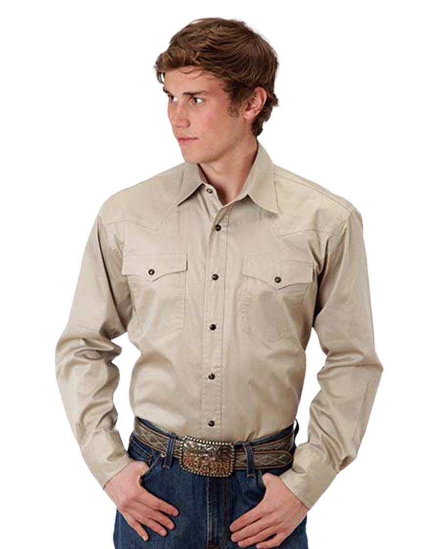 Men's Solid Poplin Long Sleeve Western Shirt - 03-001-0265-1126 TA