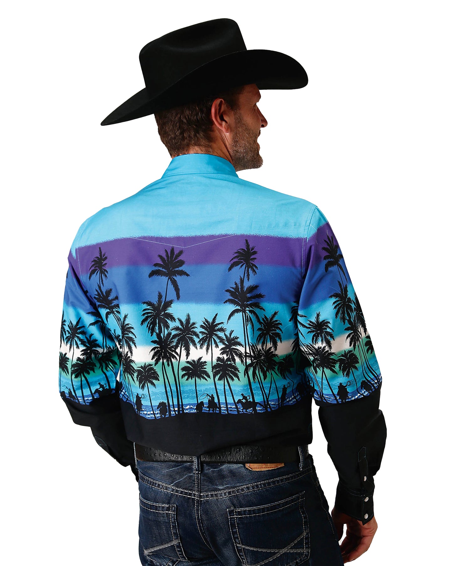 Men's Long Sleeve Beach Roundup Border Western Shirt