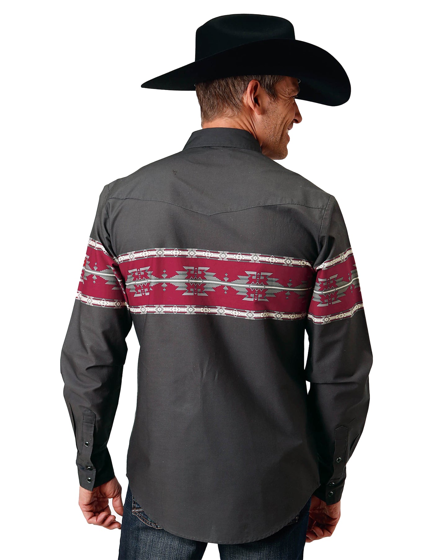 Men's Long Sleeve Aztec Border Western Shirt