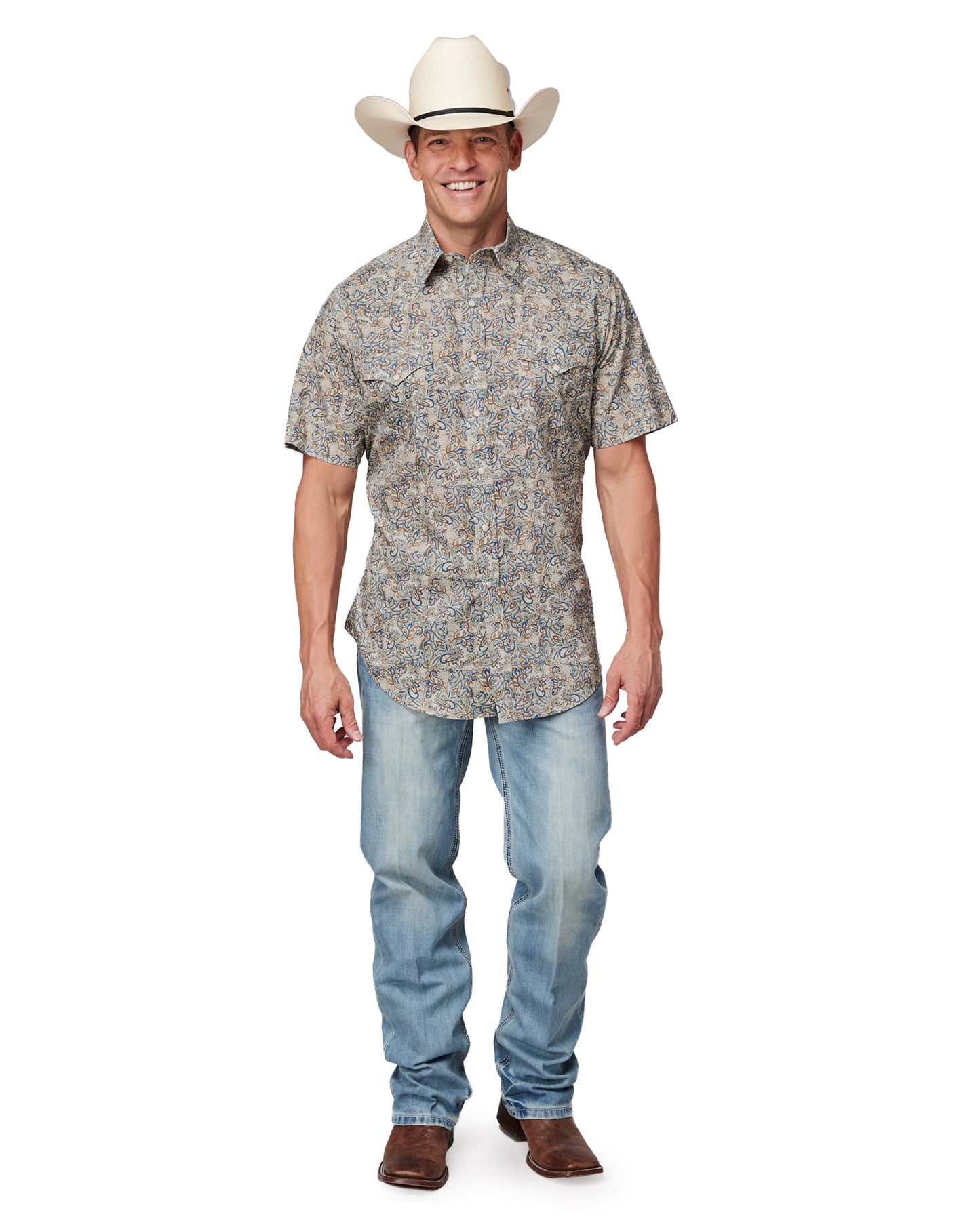 L 2009 Sketchy Paisley Print - 03-002-0064-0472 Br by Roper from Skip’s Western Outfitters | KAR-03-002-0064-0472-BR-L-BROWN
