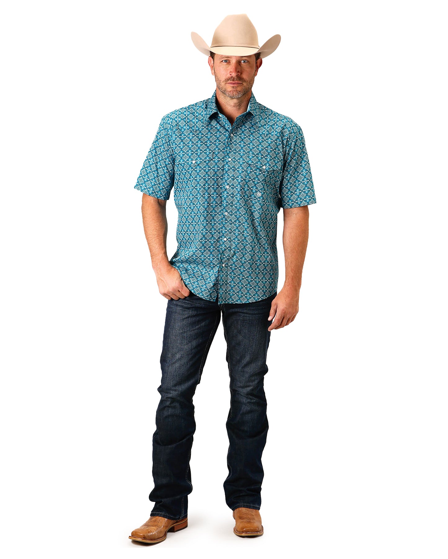Men's Victorian Foulard Short Sleeve Western Shirt