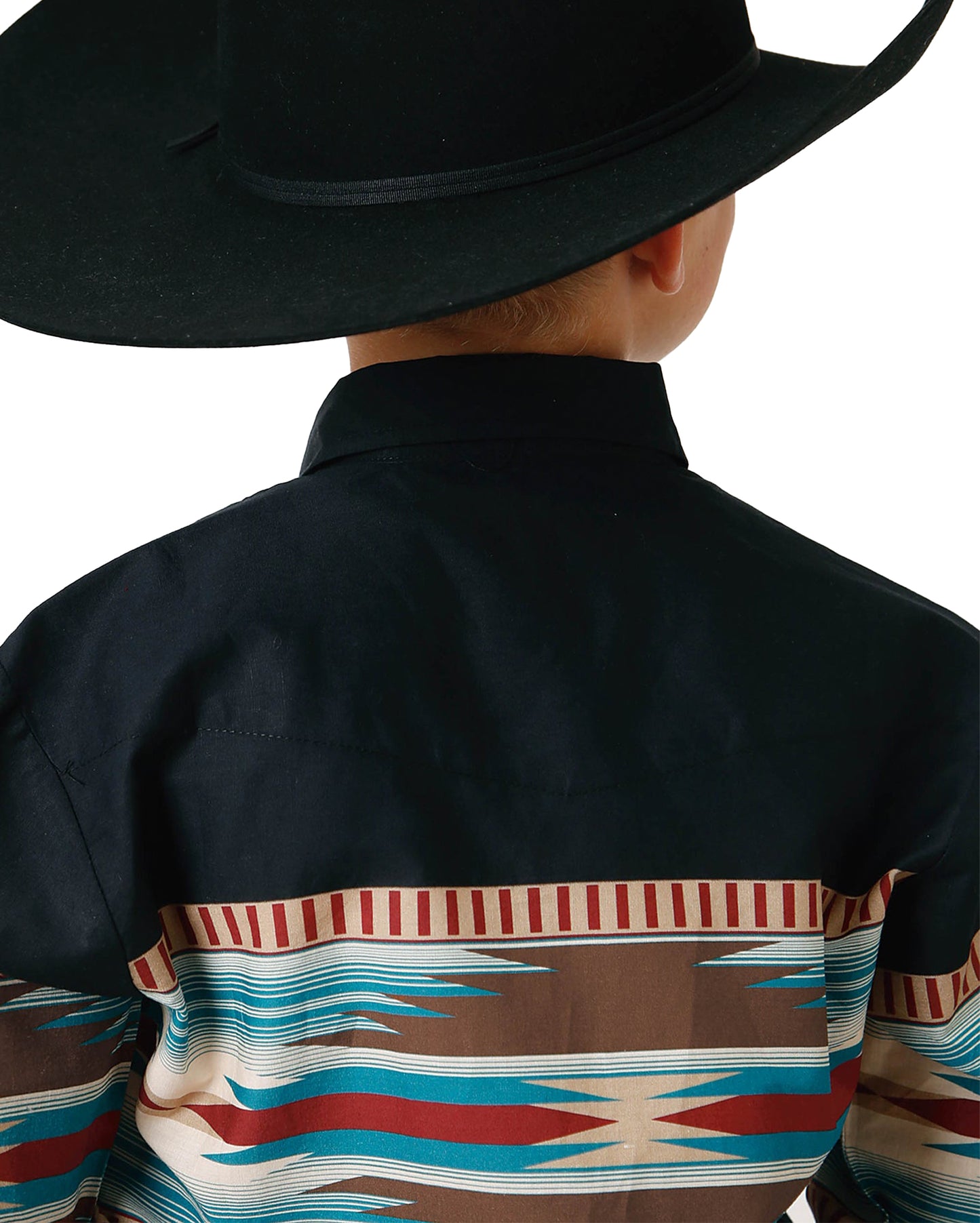 Boys' Long Sleeve Blanket Aztec Border Western Shirt