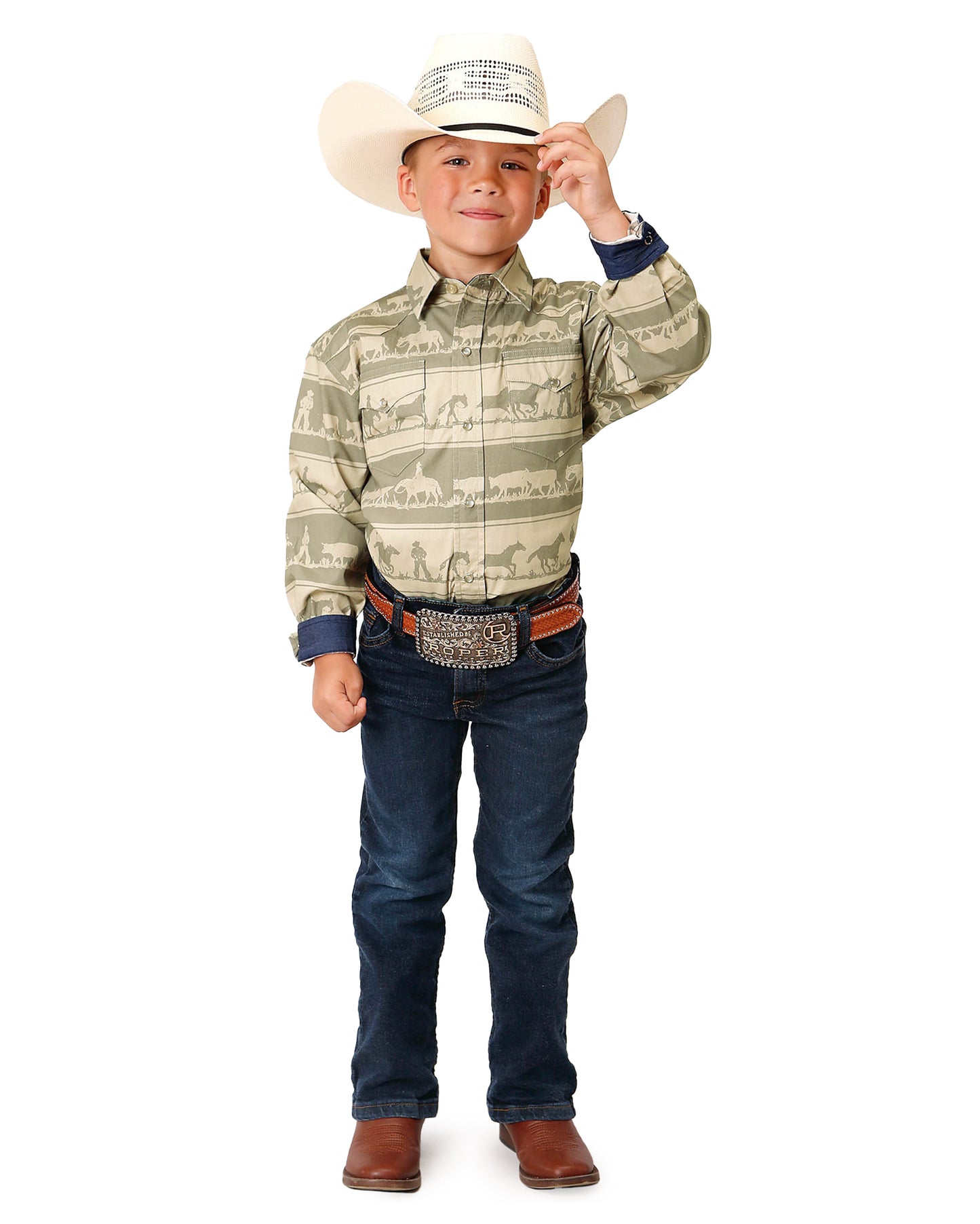Boys' Long Sleeve Cowboy Rugby Western Shirt