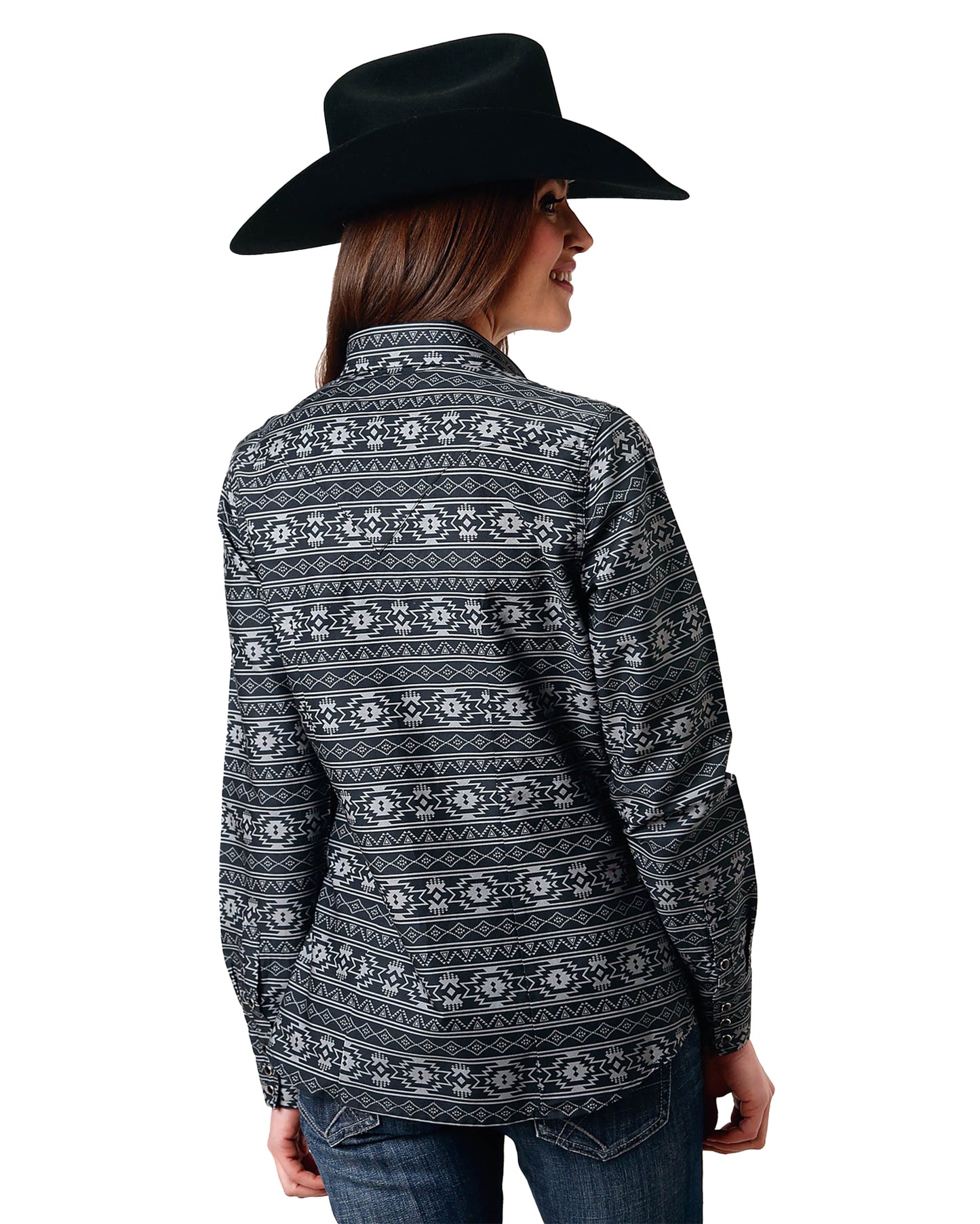 Women's Long Sleeve Aztec Stripe Western Shirt