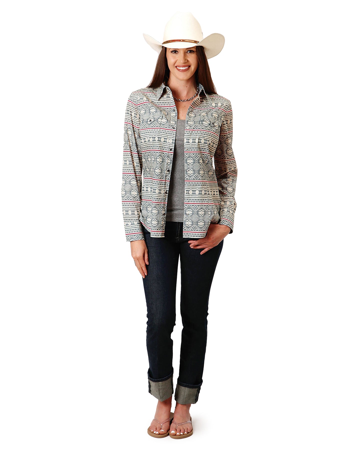 Women's Long Sleeve Tribal Western Shirt