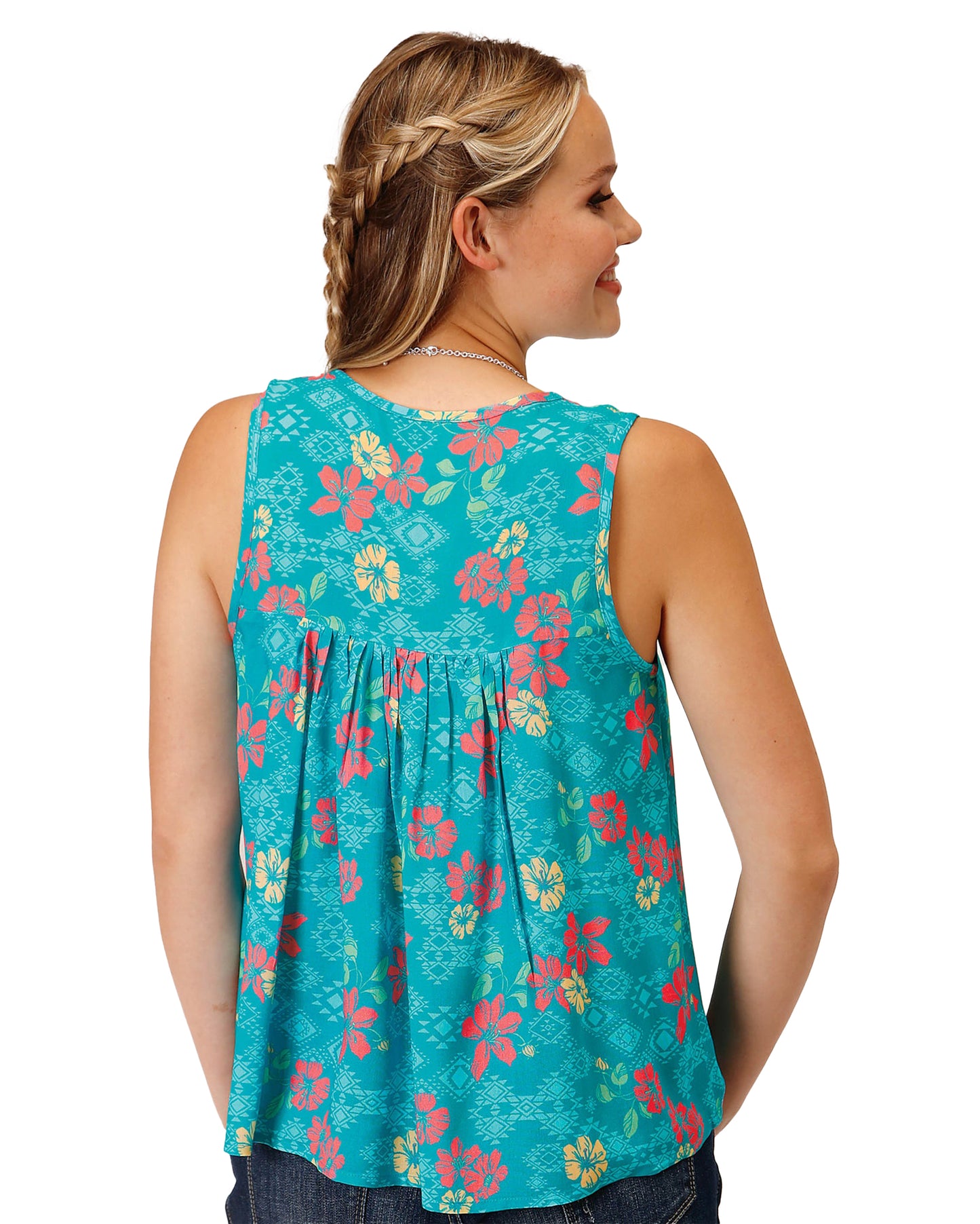 Women's Tropical Aztec Sleeveless Blouse