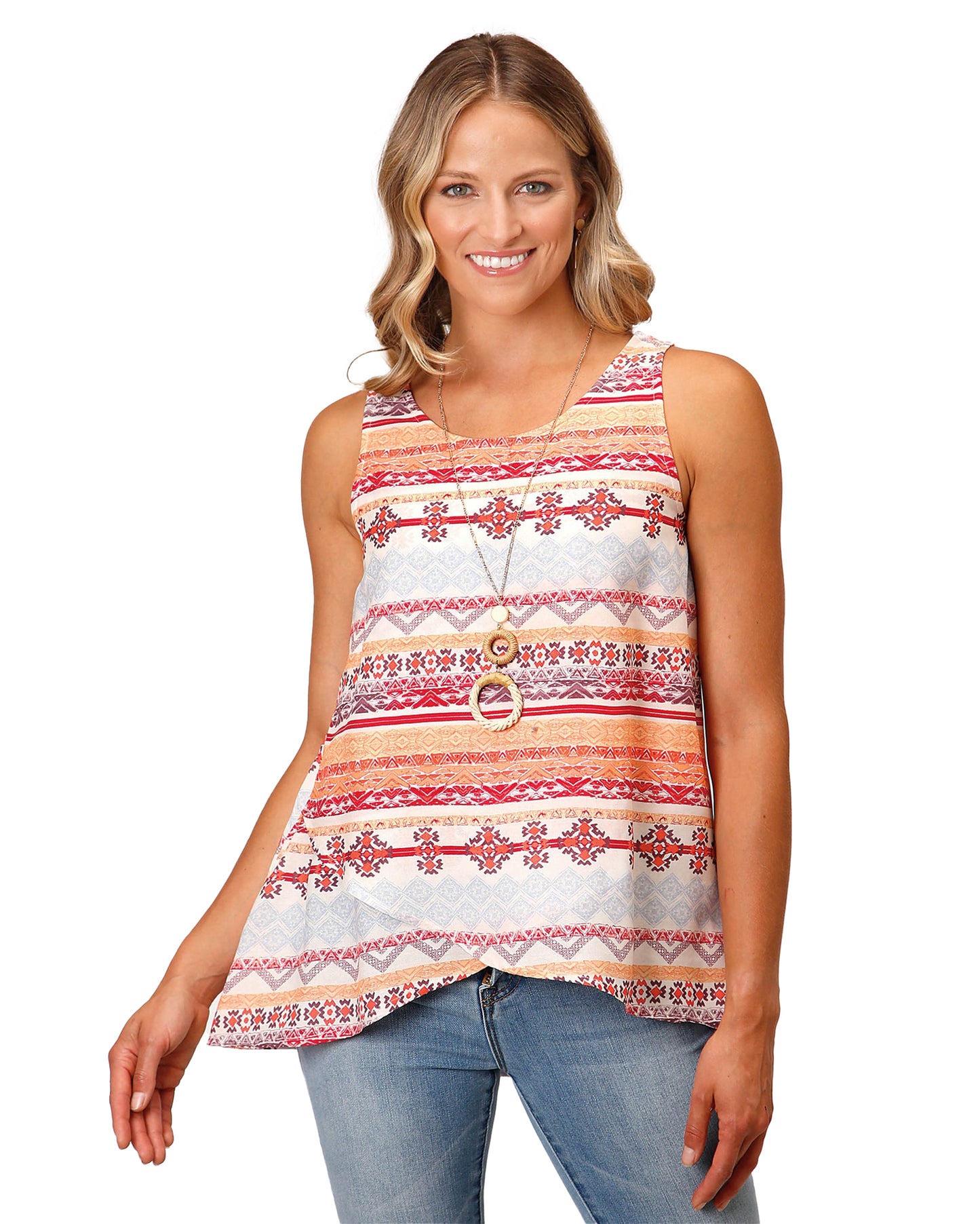 Women's Aztec Tank Top by Roper from Skip’s Western Outfitters | KAR-03-052-0590-0559-MU-XS-MUSTARD