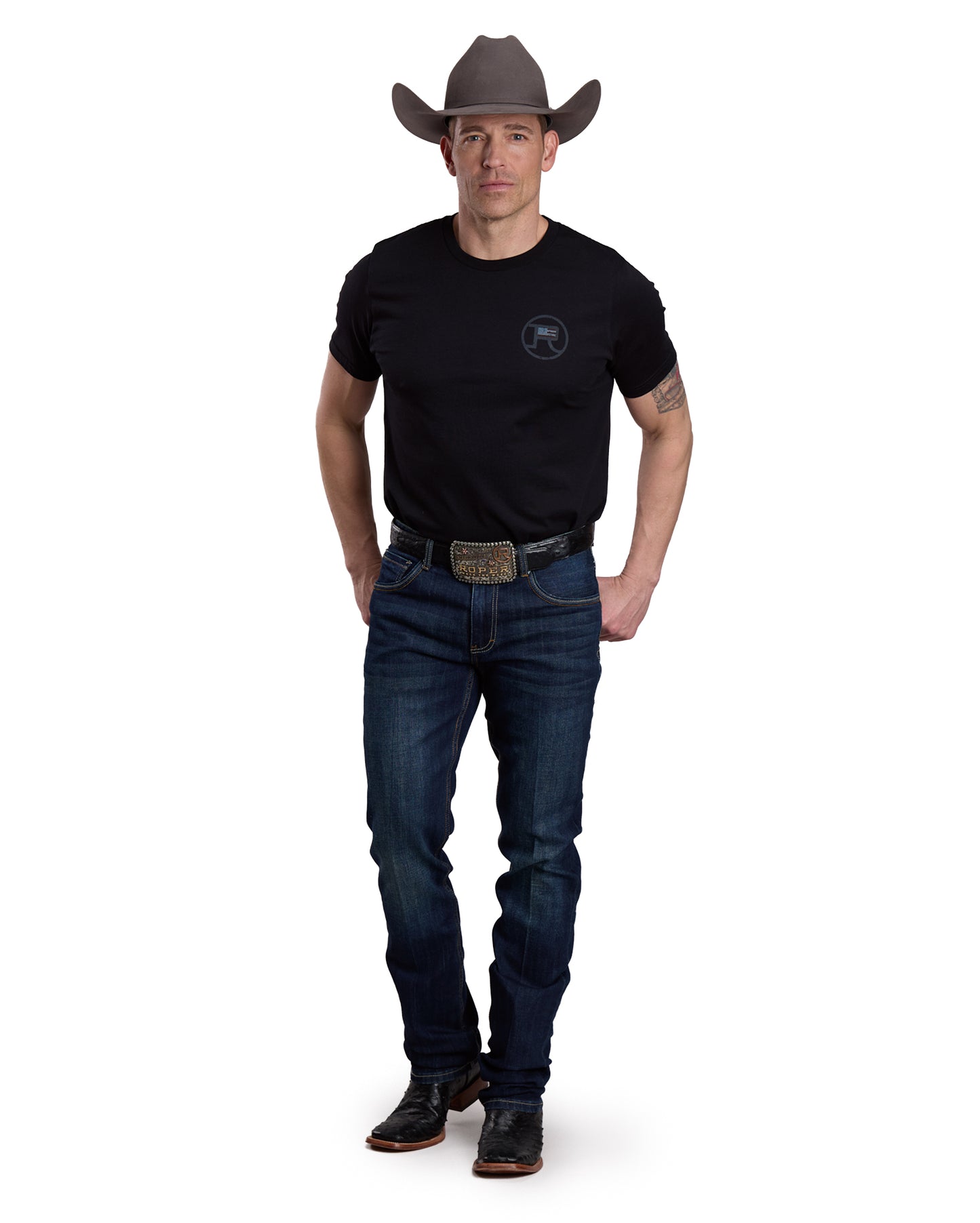 American Flag With Horseman Shiloutte Shirt - 03-076-0185-0122 Bl