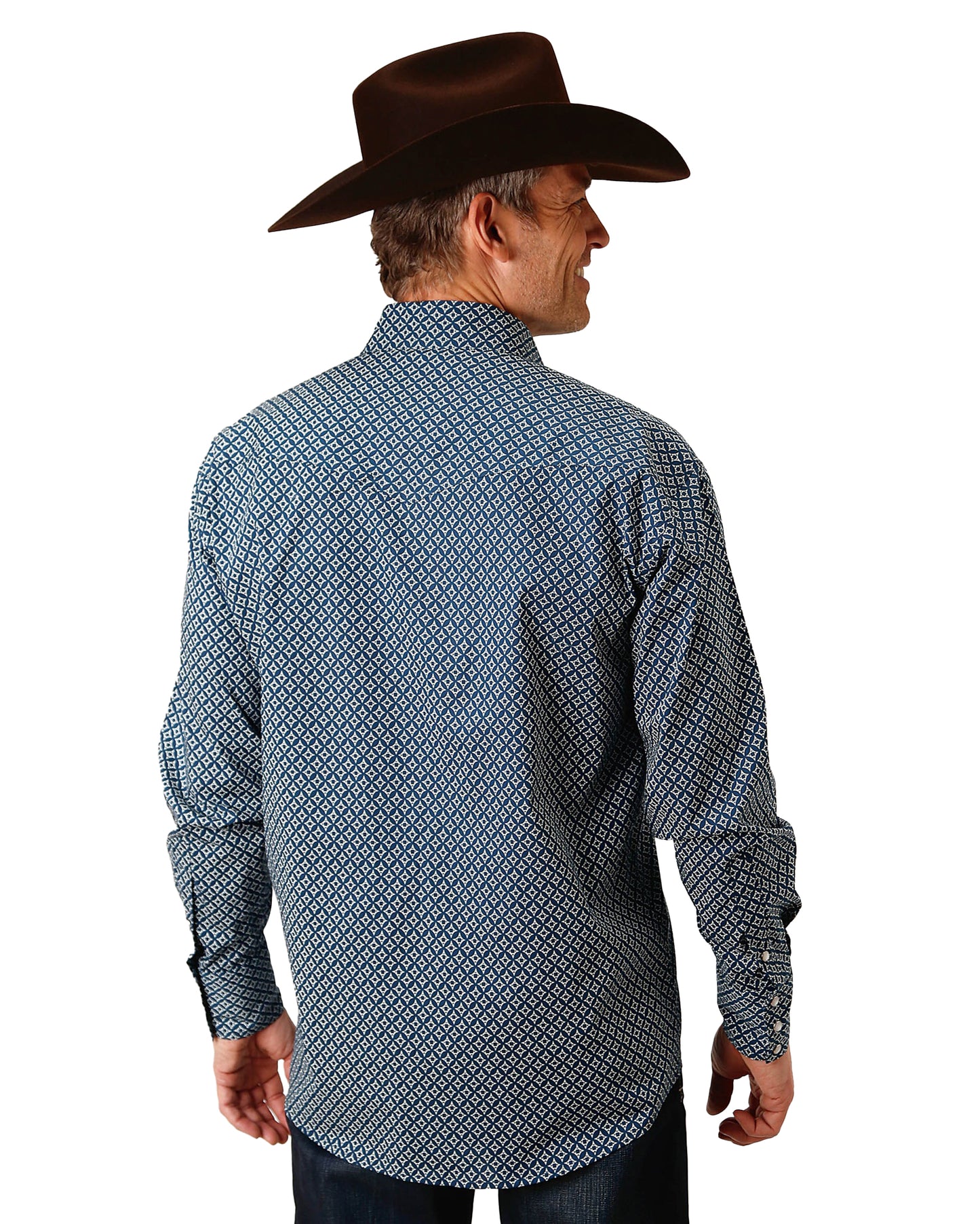 Men's Long Sleeve Dimond Print Western Shirt