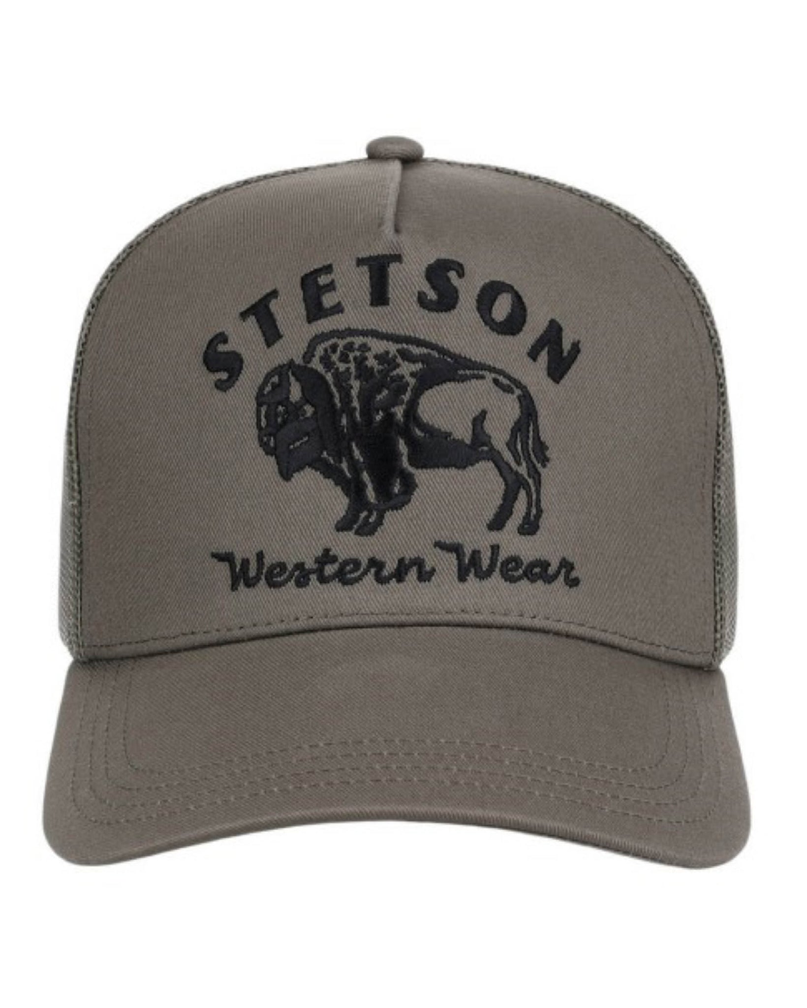 Bison Western Wear Trucker Cap by Stetson from Skip’s Western Outfitters | KAR-07-077-0102-0156-GR-OSFA