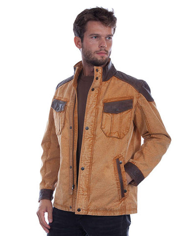 Men's Canvas & Leather Zip Front Jacket
