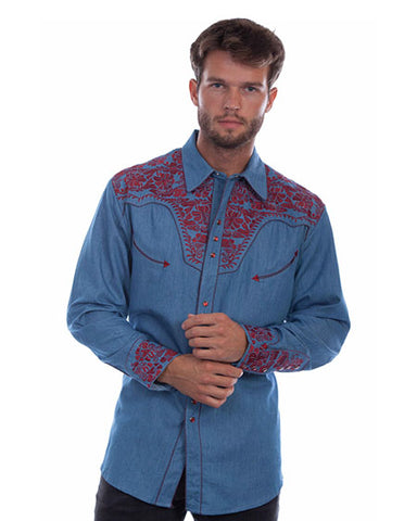 Floral Tooled Embroidery Shirt P-634-Bcn
