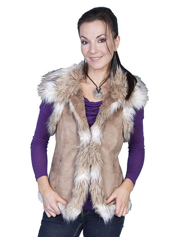 Women's Sleeveless Faux Suede Fur Vest