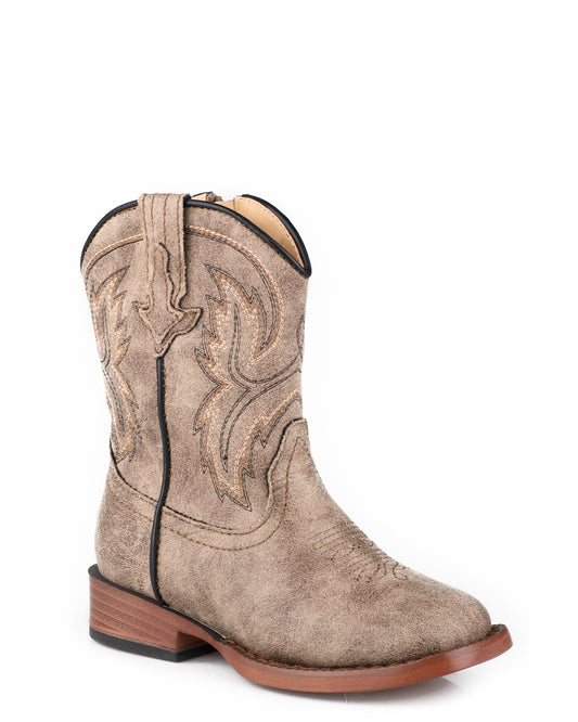 Toddlers' Vintage Brown Faux Leather Upper - 09-017-1900-3499 Br by Roper from Skip’s Western Outfitters | KAR-09-017-1900-3499-BR-5-MED