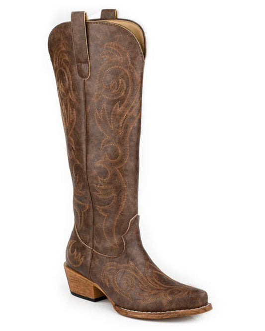 Women's Brown With All Over Embroidery Western Boots - 09-021-1558-3679 Br