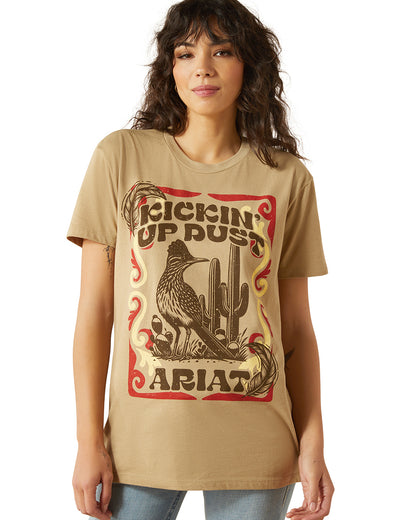 Women's Ariat Kickin Up Dust T-Shirt - 10062348 by Ariat from Skip’s Western Outfitters | ARI-10062348-XS-SAND