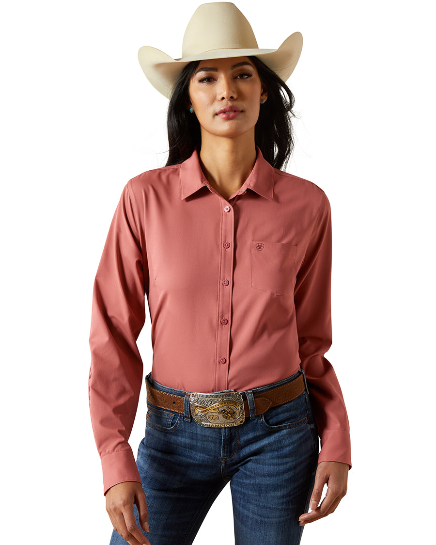 Women's Kirby Pro Team Shirt - 10062280 by Ariat from Skip’s Western Outfitters | ARI-10062280-XS-MAUVEWOOD