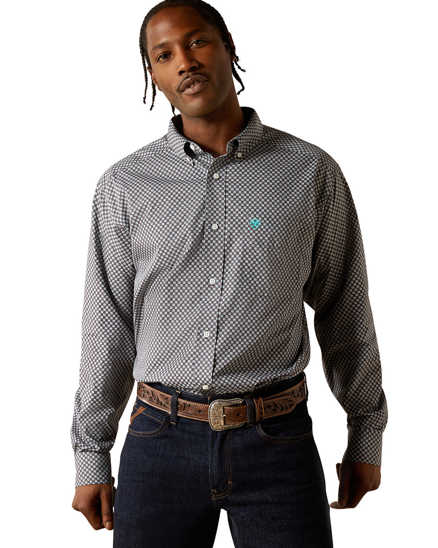 Men's Wrinkle Free Caleb Classic Fit Shirt - 10062228 by Ariat from Skip’s Western Outfitters | ARI-10062228-XS-DARK-GREY