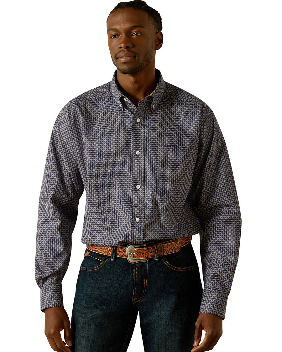Men's Wrinkle Free Dale Classic Fit Shirt - 10062195 by Ariat from Skip’s Western Outfitters | ARI-10062195-XS-NAVY