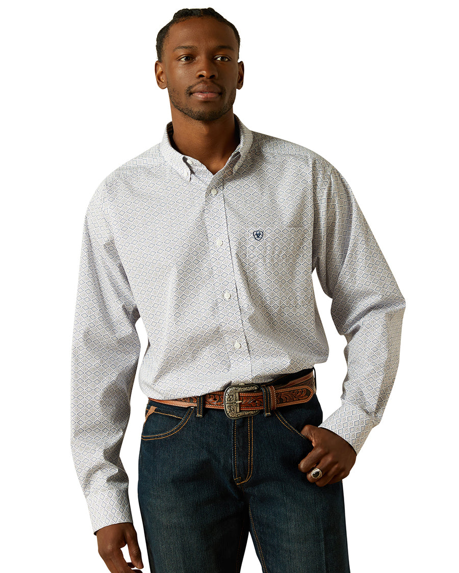 Men's Wrinkle Free Declan Classic Fit Shirt - 10062193 by Ariat from Skip’s Western Outfitters | ARI-10062193-XS-WHITE