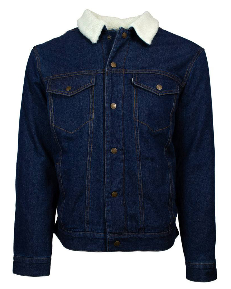 Men's Denim Jacket With Cream Sherpa & Fleece Lining - Hj114De by Hooey from Skip’s Western Outfitters | HOO-HJ114DE-S-BROWN/TAN
