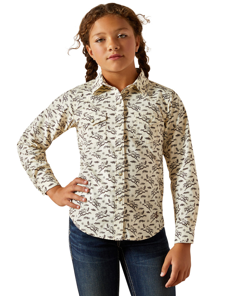Youth Rodeo Time Shirt - 10062842 by Ariat from Skip’s Western Outfitters | ARI-10062842-XS-BUCKING-HORSE-PRINT