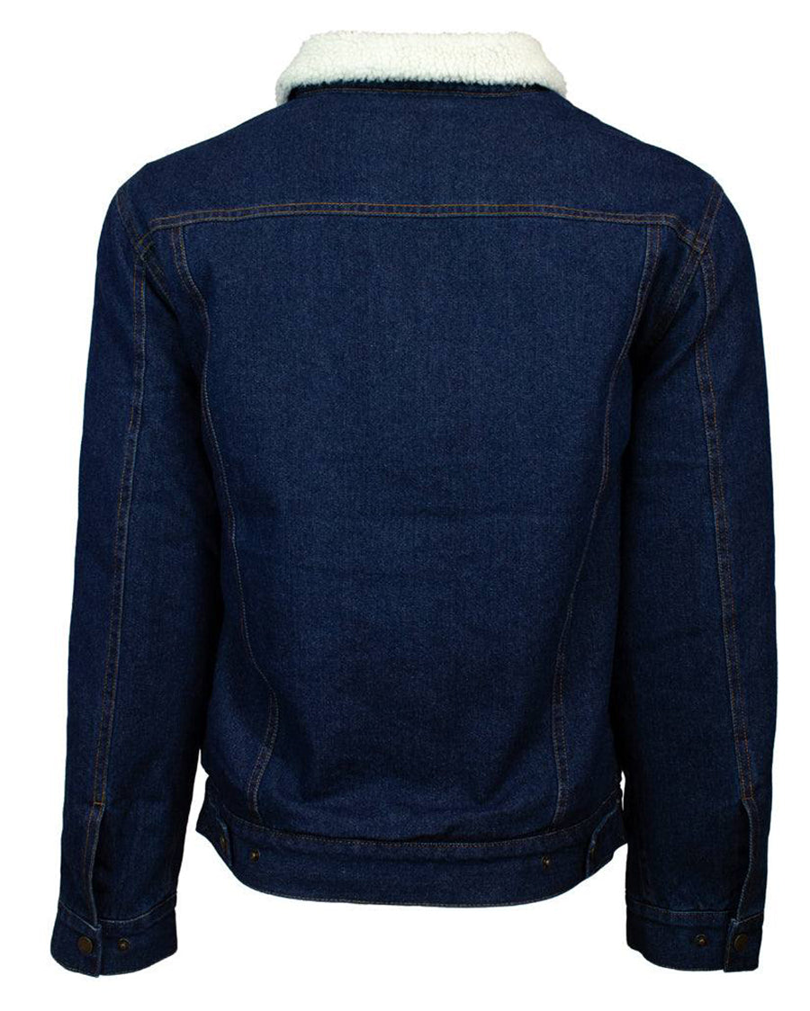 Men's Denim Jacket With Cream Sherpa & Fleece Lining - Hj114De