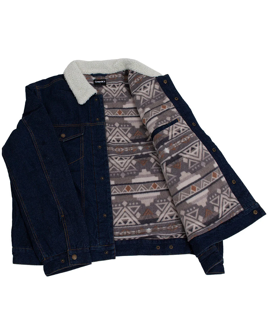 Men's Denim Jacket With Cream Sherpa & Fleece Lining - Hj114De