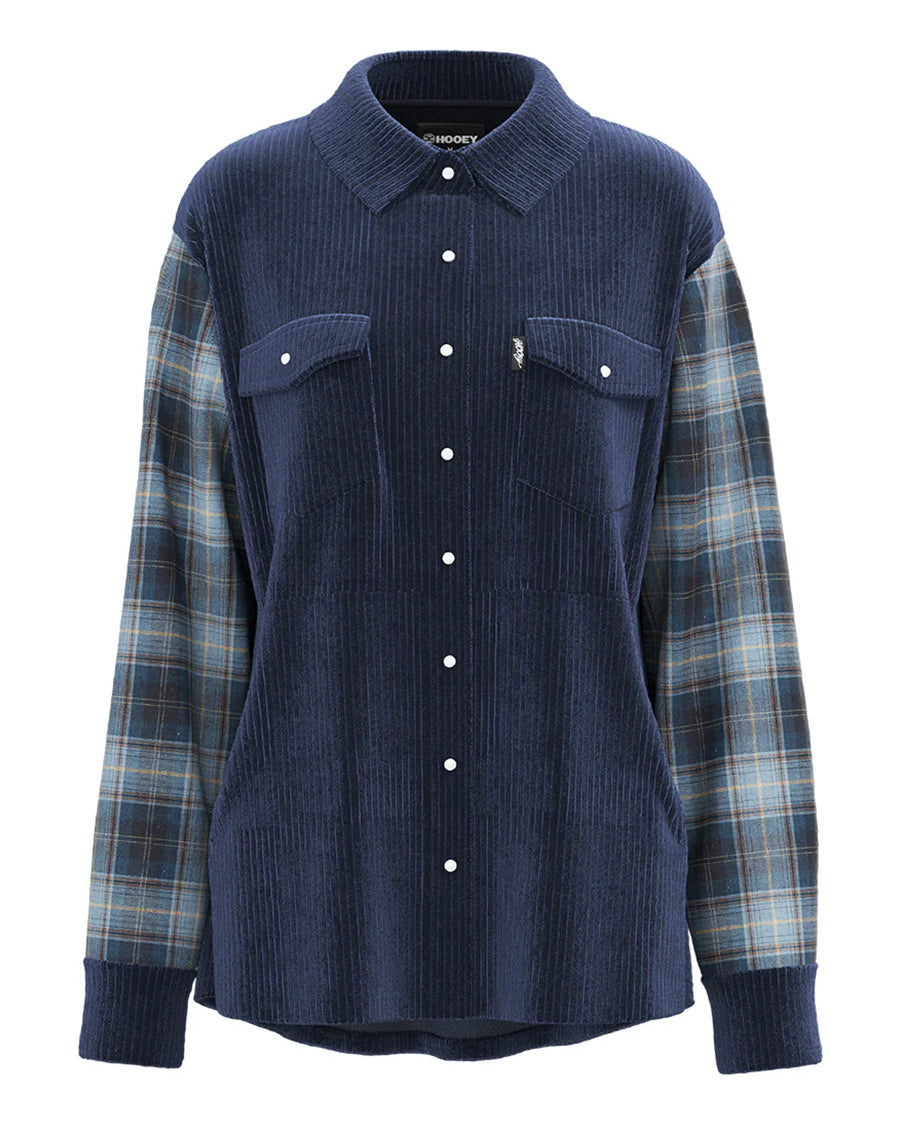 Women's Plaid Pattern Trim Shacket - Hj122Nvbl by Hooey from Skip’s Western Outfitters | HOO-HJ122NVBL-S-NAVY