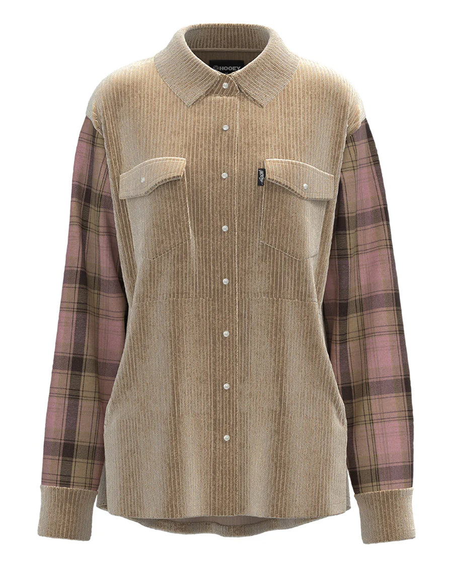 Women's Plaid Pattern Trim Shacket - Hj122Tnpk by Hooey from Skip’s Western Outfitters | HOO-HJ122TNPK-S-TAN