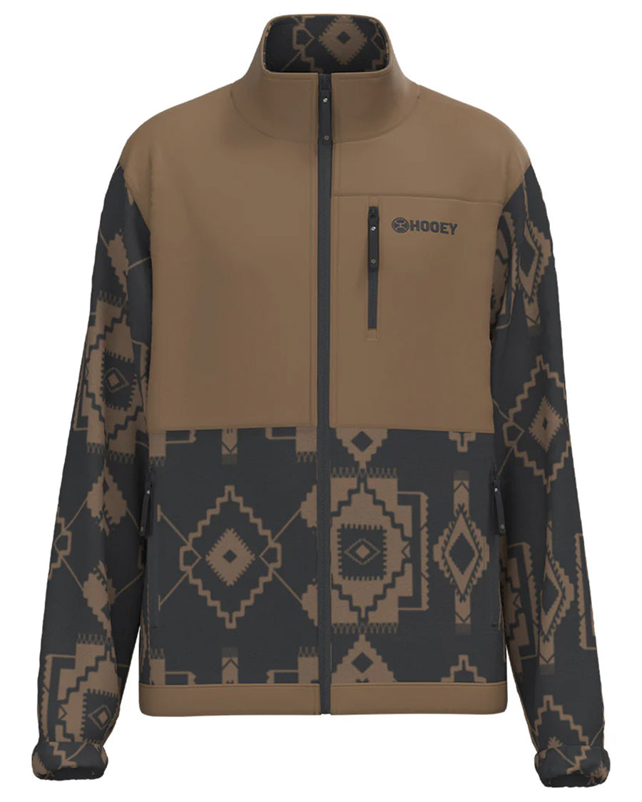 Men's Full Zip Fleece Tech Jacket - Hj128Bktn by Hooey from Skip’s Western Outfitters | HOO-HJ128BKTN-S-BLACK/TAN
