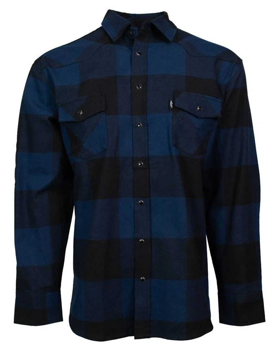 Men's Pearl Snap Loose Fitting Flannel - Hf1002Nvbk by Hooey from Skip’s Western Outfitters | HOO-HF1002NVBK-S-NAVY/BLACK