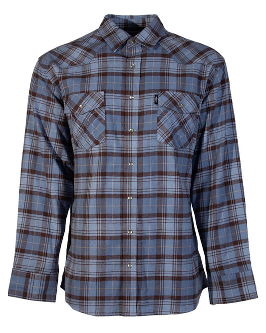 Men's Pearl Snap Loose Fitting Flannel - Hf1004Blbk