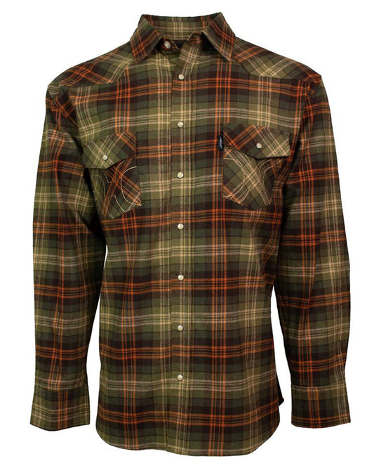 Men's Pearl Snap Loose Fitting Flannel - Hf1002Gror