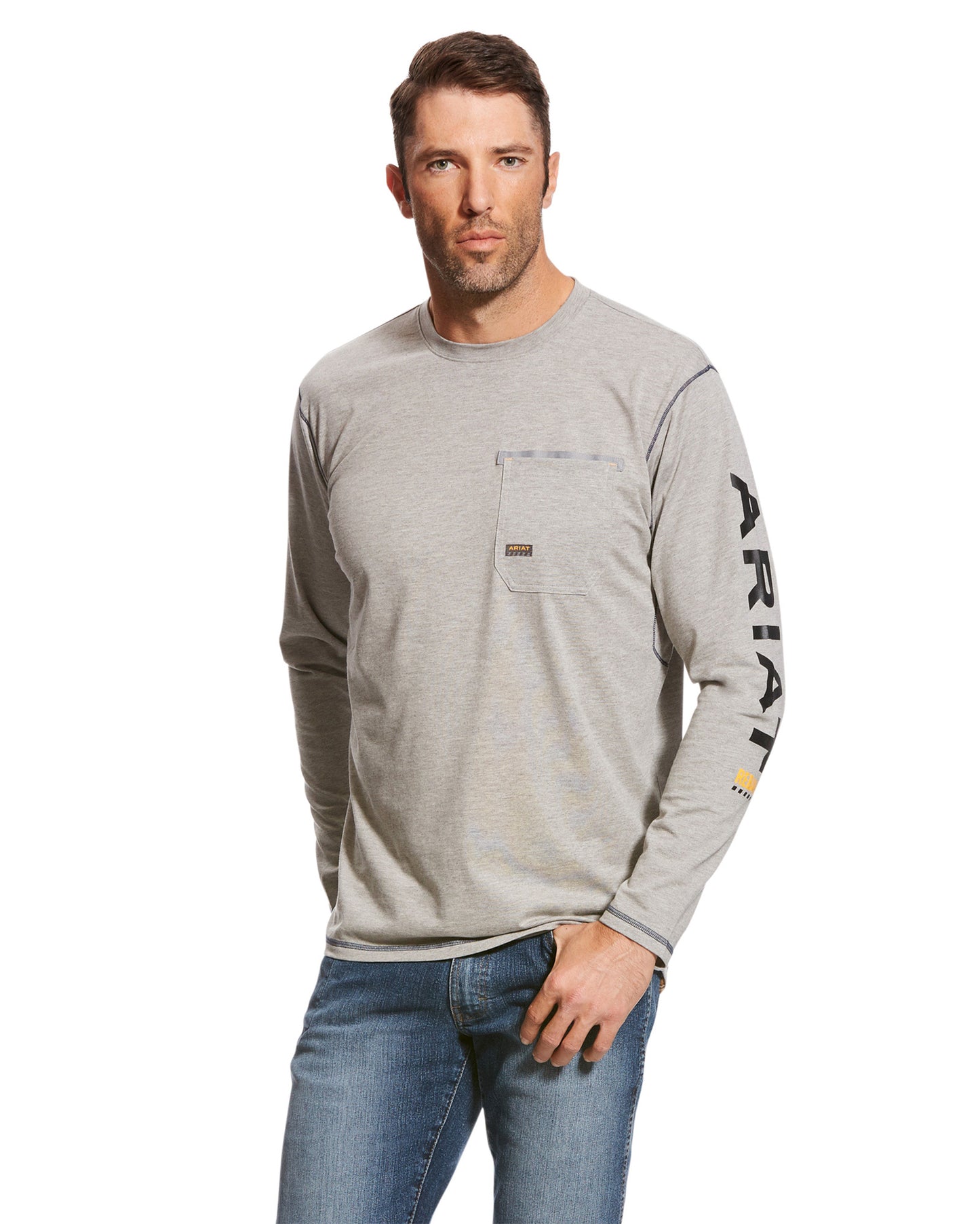 Men's Rebar Workman Logo - 10023918 by Ariat from Skip’s Western Outfitters | ARI-10023918-XS-GREY
