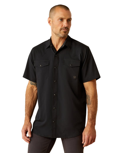 Men's Venttek Western Fitted Shirt - 10054477 by Ariat from Skip’s Western Outfitters | ARI-10054477-SML-BLACK