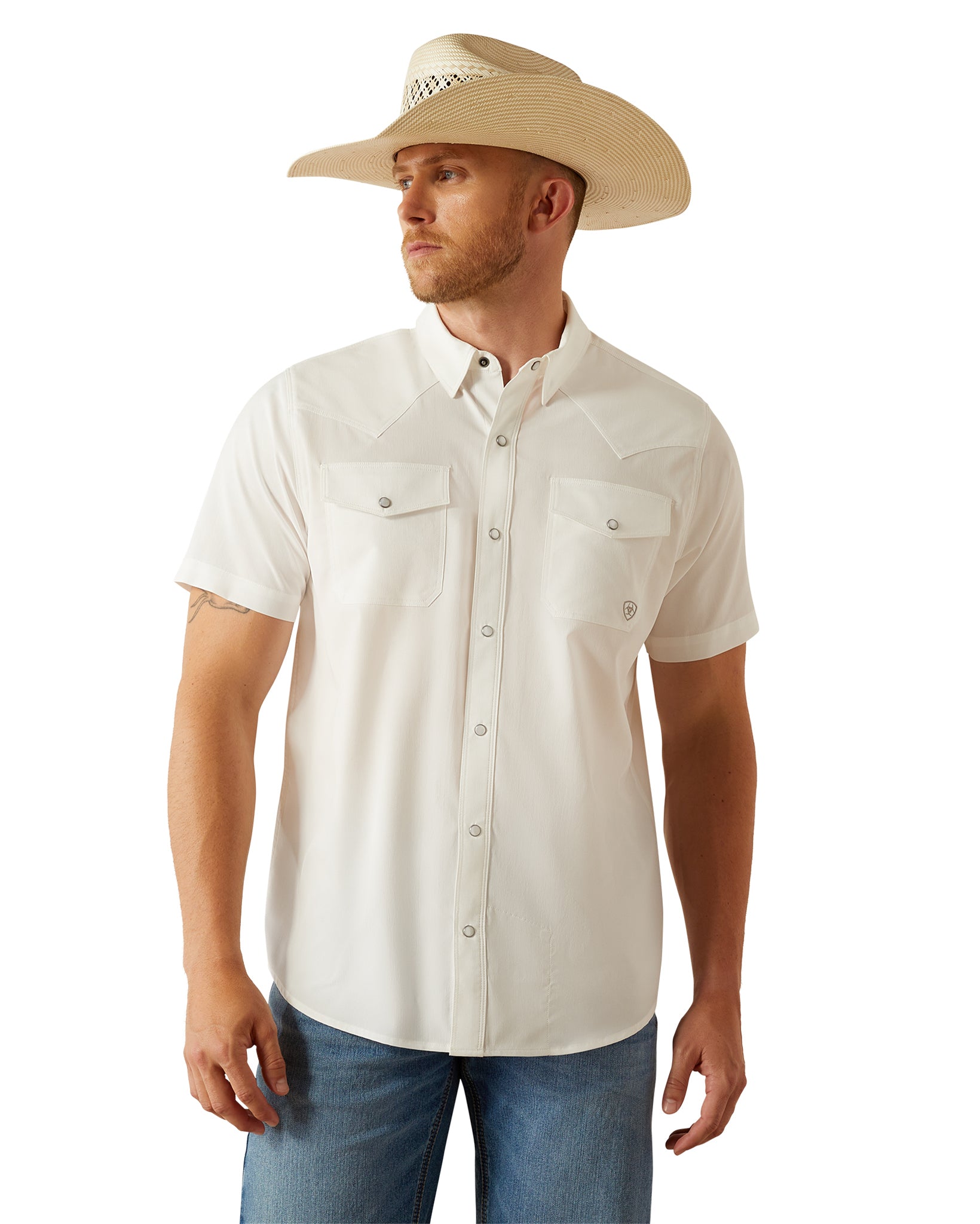 Men's Venttek Western Fitted Shirt - 10054478 by Ariat from Skip’s Western Outfitters | ARI-10054478-SML-WHITE