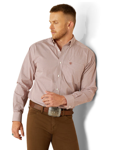 Men's Wrinkle Free Avery Classic Fit Shirt by Ariat from Skip’s Western Outfitters | ARI-10054689-XS-BRICK