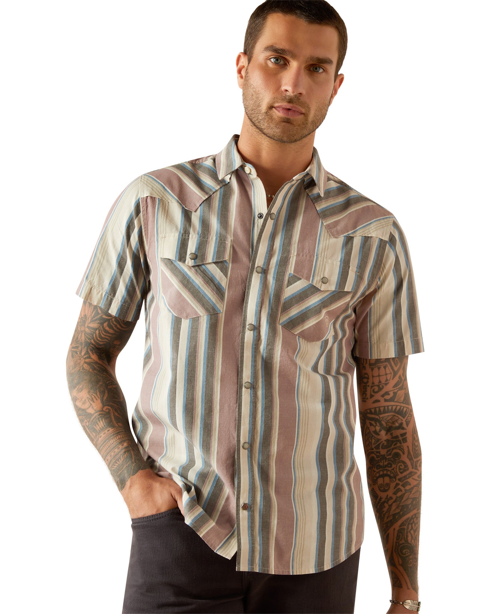 Men's Hughie Retro Fit Shirt by Ariat from Skip’s Western Outfitters | ARI-10054701-XS-GREY
