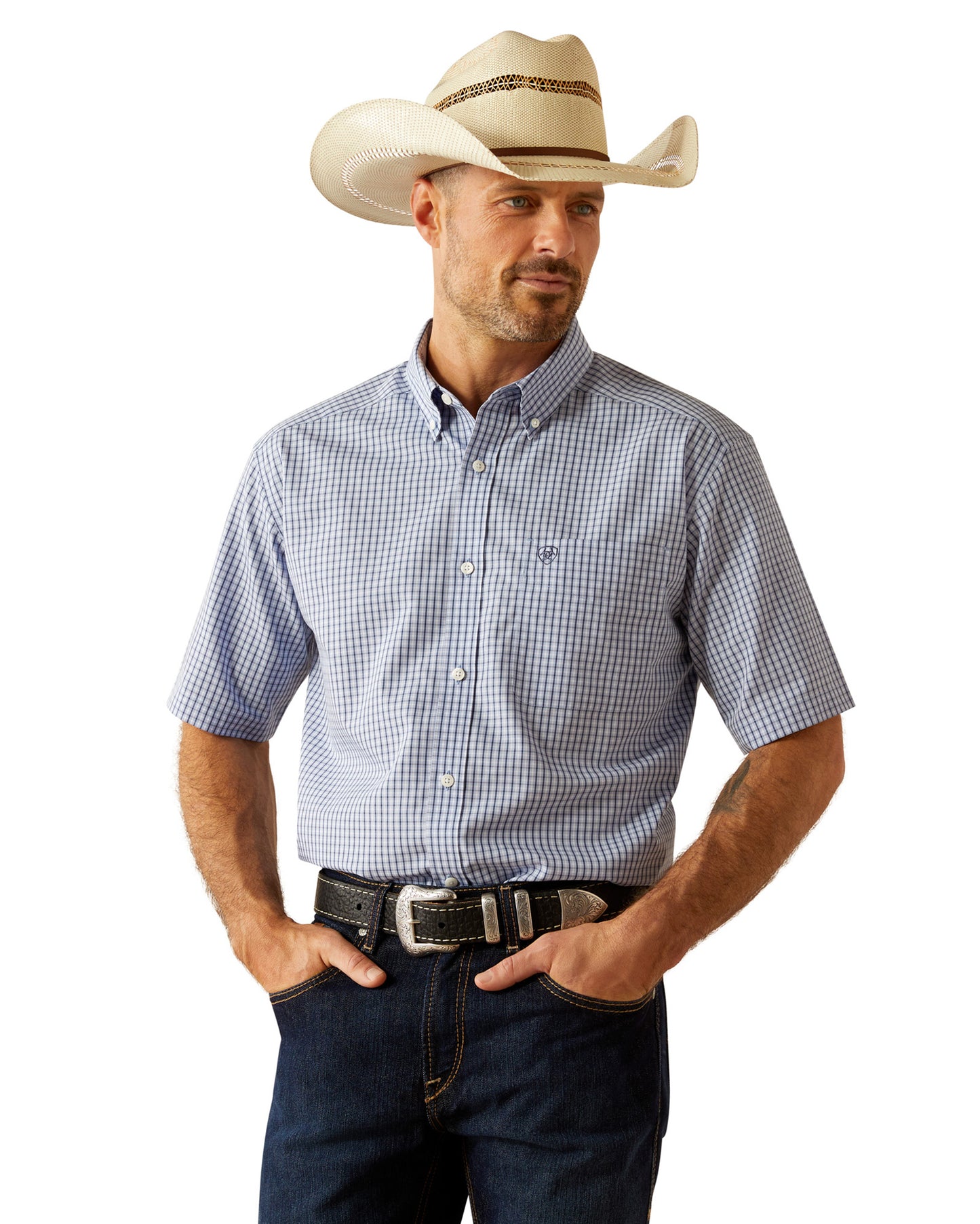 Men's Wrinkle Free Ozzy Classic Fit Shirt by Ariat from Skip’s Western Outfitters | ARI-10054812-XS-WHITE