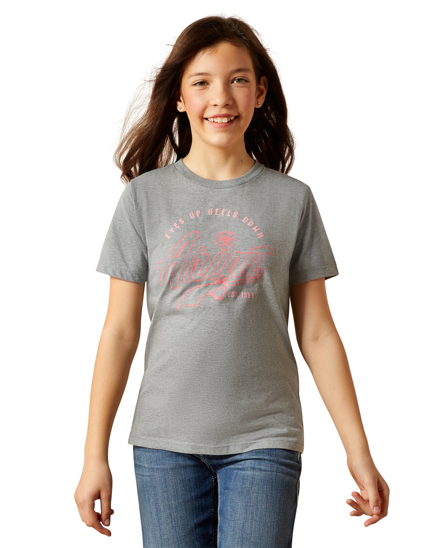 Girls' Heels Down T-Shirt - 10055141 by Ariat from Skip’s Western Outfitters | ARI-10055141-XS-ICE-BERG