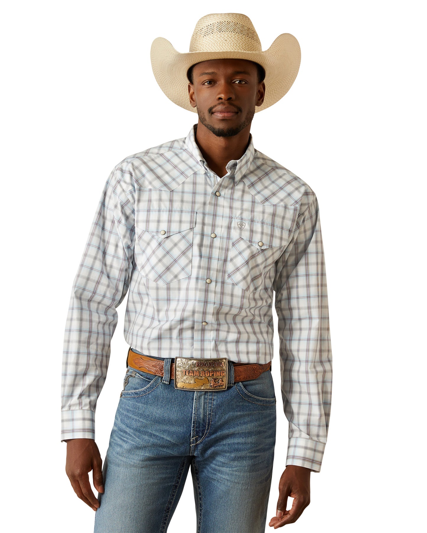 Men's Pro Series Worth Classic Fit Western Shirt by Ariat from Skip’s Western Outfitters | ARI-10058755-XS-GREY-BLUE
