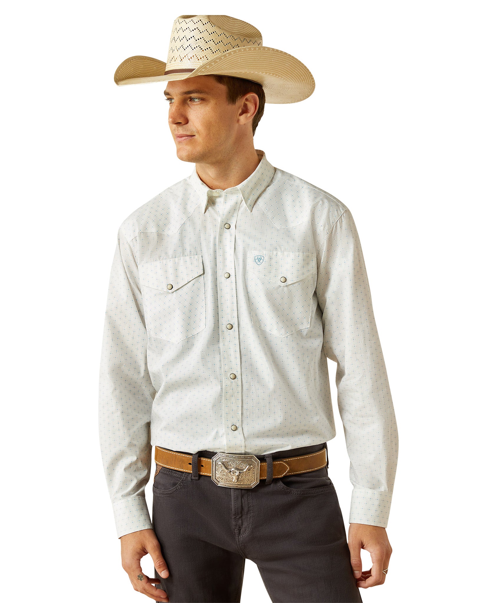 Men's Wilbur Classic Fit Western Shirt by Ariat from Skip’s Western Outfitters | ARI-10058759-XS-WHITE