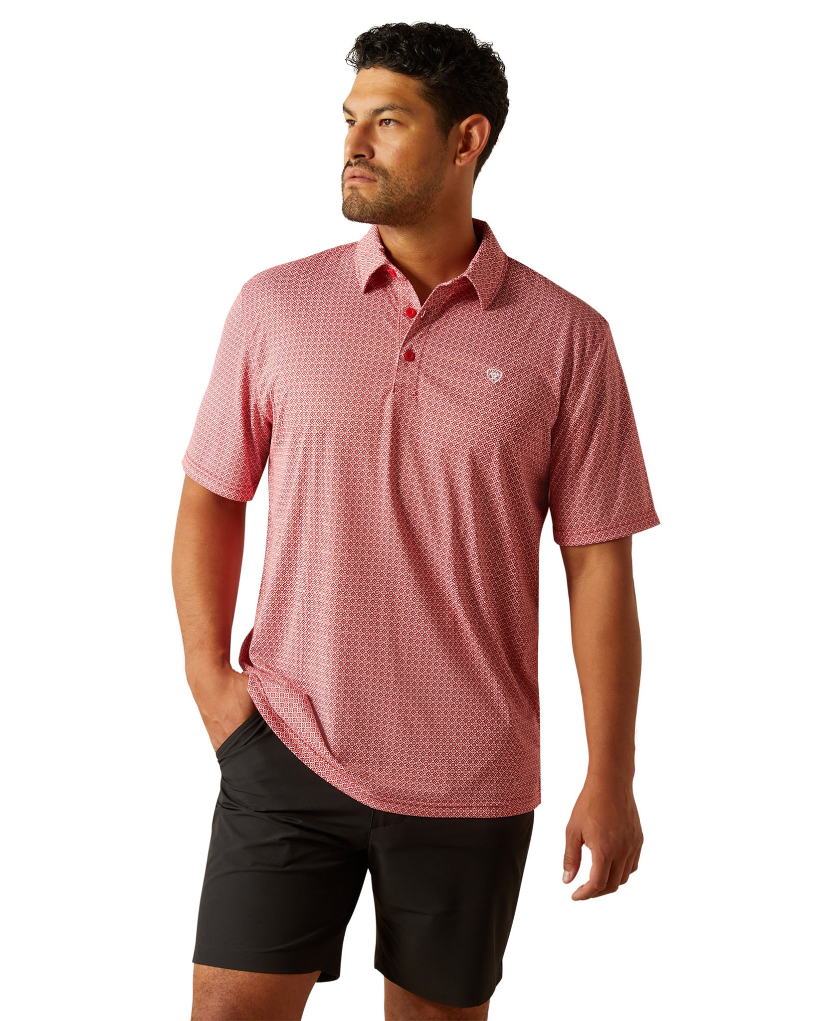 Men's All Over Print Polo Shirt by Ariat from Skip’s Western Outfitters | ARI-10058782-S-SCOOTER