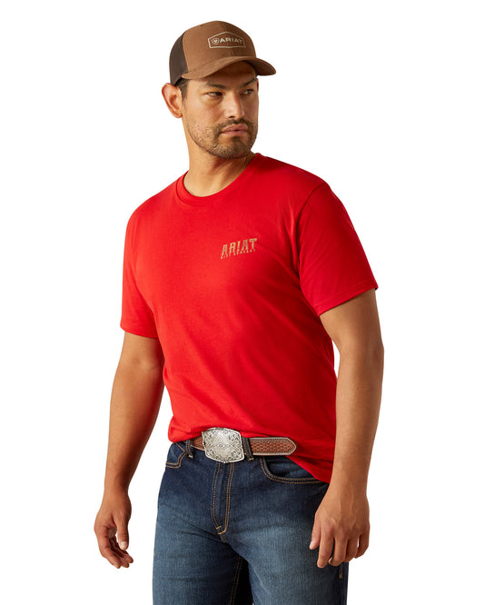 Men's Ariat Leather Shield T-Shirt by Ariat from Skip’s Western Outfitters | ARI-10058884-SML-REDLINE