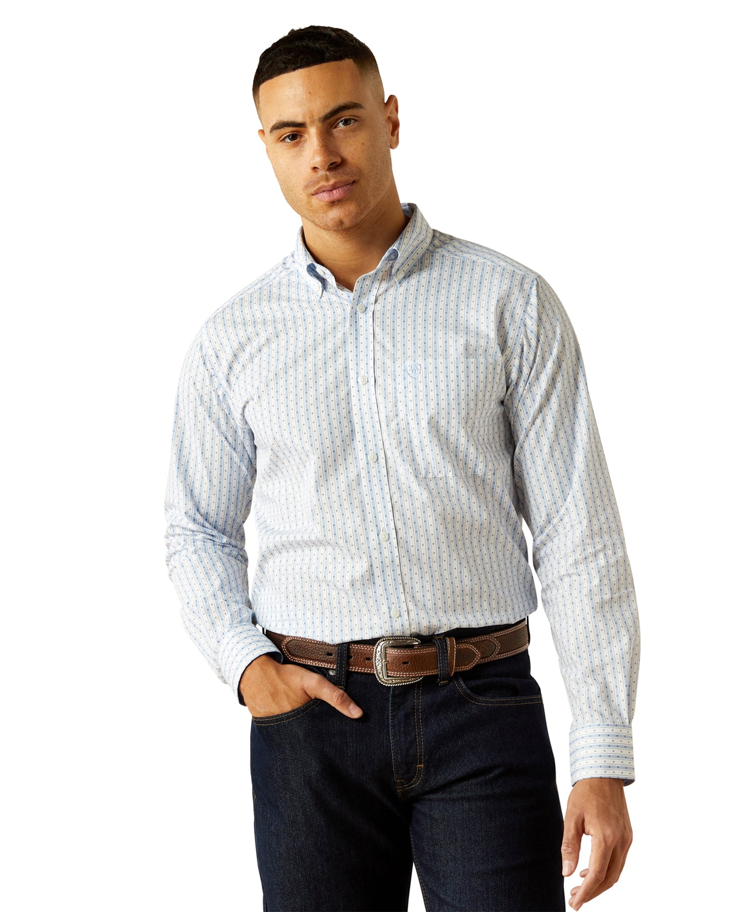 Men's Wrinkle Free Dezmond Fitted Shirt by Ariat from Skip’s Western Outfitters | ARI-10058988-XS-R