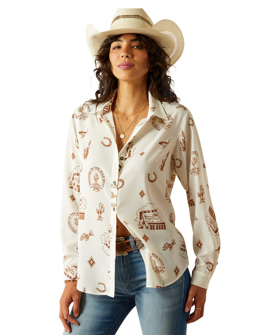 Women's Homestyle Western Shirt by Ariat from Skip’s Western Outfitters | ARI-10060364-XS-ROAD-TRIP-PRINT